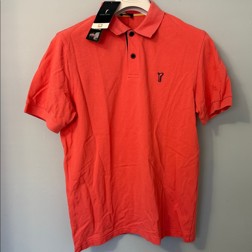 GOLFINO MEN'S SHORT SLEEVE POLO SIZE M/L CORAL NEW NWT GOLF